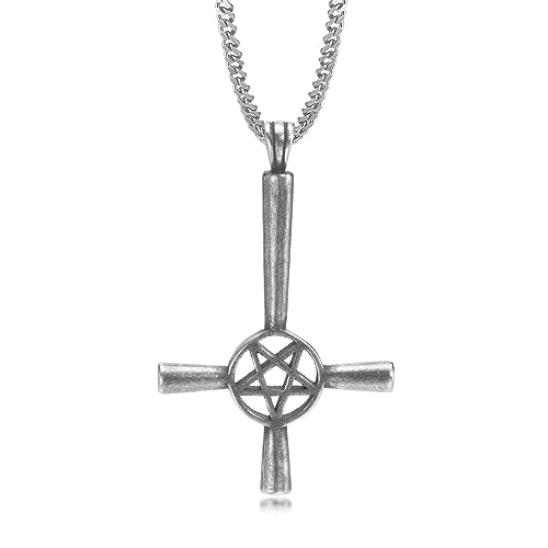 JZWCHQ Halskette Männer Anhänger Kette Frauen Geschenk invertiertes Kreuz Halsketten verkehrt herum Satan Anhänger184 von JZWCHQ