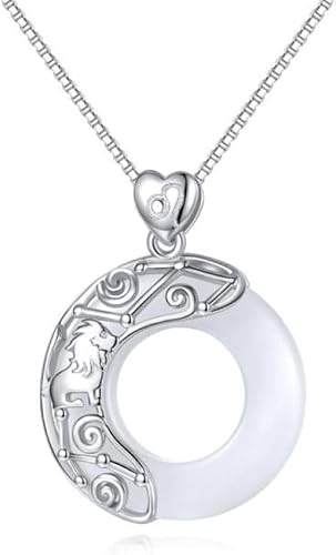 JZWCHQ Halskette Sterling Silberkette, Tierkreiszeichen für Womeelegante Damen Natural Jade Circle Chinesische Harmonie Schnalle Anhänger Schmuck Mädchen Geburtstag Geschenk JZWCHQ Halskette Sterling Silberkette, Tierkreiszeichen für Womeelegante Damen Natural Jade Circle Chinesische Harmonie Schnalle Anhänger Schmuck Mädchen Geburtstag Geschenk von JZWCHQ