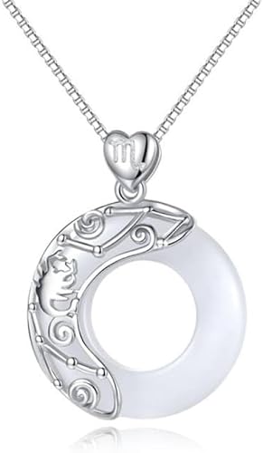 JZWCHQ Halskette Sterling Silberkette, Tierkreiszeichen für Womeelegante Damen Natural Jade Circle Chinesische Harmonie Schnalle Anhänger Schmuck Mädchen Geburtstag Geschenk JZWCHQ Halskette Sterling Silberkette, Tierkreiszeichen für Womeelegante Damen Natural Jade Circle Chinesische Harmonie Schnalle Anhänger Schmuck Mädchen Geburtstag Geschenk von JZWCHQ