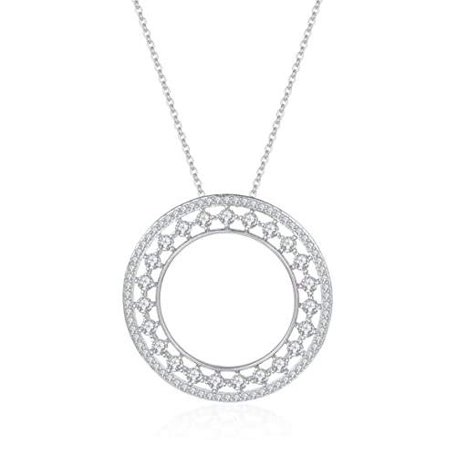 JZWCHQ Halskette mit rundem Anhänger, eingelegter Kristall, feine Halskette, Anhänger, Halskette, Damen-Anhänger, modische Halskette, Schmuck, Halsketten für Damen von JZWCHQ