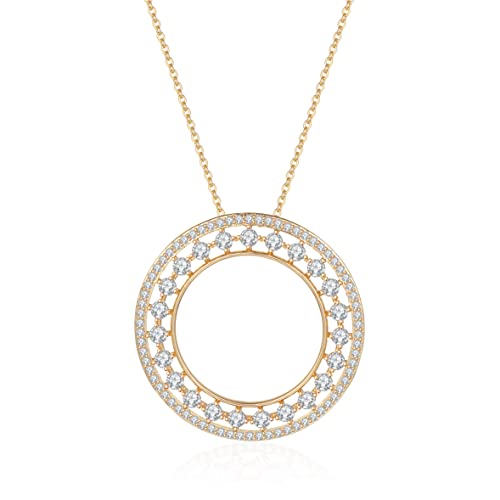 JZWCHQ Halskette mit rundem Anhänger, eingelegter Kristall, feine Kette, Anhänger, Halskette, Damenanhänger, modische Halskette, Schmuck, Halsketten für Frauen von JZWCHQ