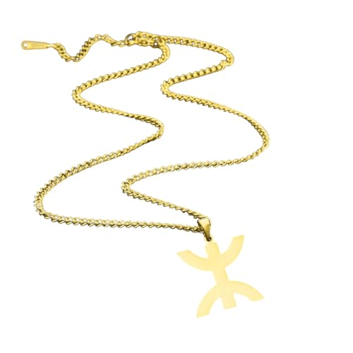 JZWCHQ Jewelry Halskette mit Berber-Symbol aus Edelstahl für Damen, afrikanische Kabyle, ethnischer Berberschmuck, mit Accessoires für Sie, trendiges, kreatives Geschenk von JZWCHQ