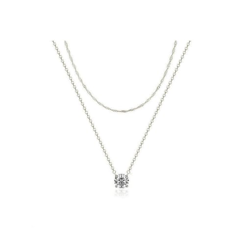 JZWCHQ Künstliche Diamantketten 18k Gold/Silber verleertes Zierkette Einfaches silberne CZ -Halsketten für Frauen von JZWCHQ