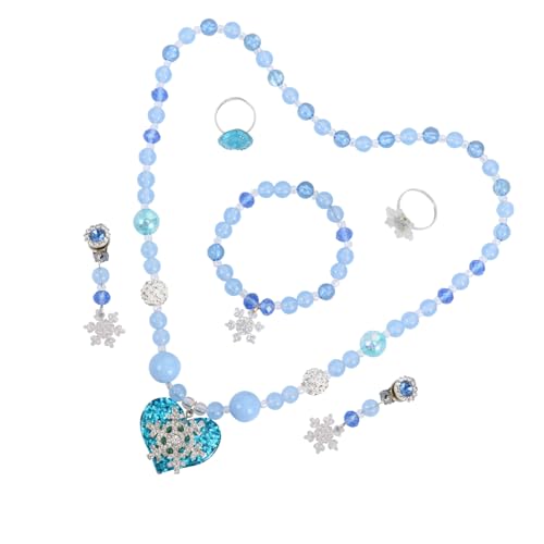 JZWCHQ Mädchen Accessoires 1 Set Perlenhalskette Armband Ohrring Set Weihnachten Ohrringe für Foto -Requisiten Kunststoff Blaues Halskette von JZWCHQ