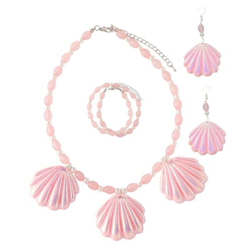 JZWCHQ Mädchen Accessoires Muschel Halskette Set Teen Girl Sea Schmuckohrringe Armband Ozean Thema Schmuck Set Halskette von JZWCHQ