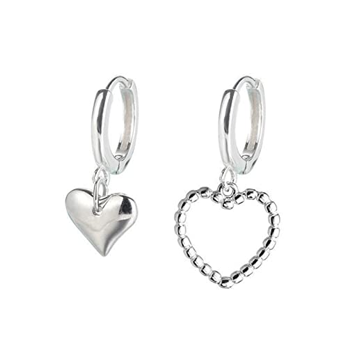 JZWCHQ Modefarbe Hoop Ohrring Asymmetry Heart Studs Ohrringe für Frauen Party Schmuckzubehör High-End-Ohrringe von JZWCHQ