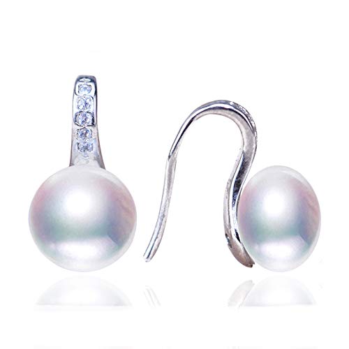 JZWCHQ Modeperlenohrringe natürlicher Süßwasserperlen Zirkon Ohrring 925 Sterling Silber Schmuck für Frauen Geschenkbox von JZWCHQ