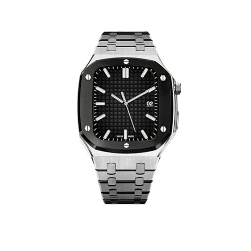 JZWCHQ Modifikationskit für Fall 8 7 6 Se 5 4 Edelstahl -Gummi -Band & Gehäuse -Set 45 mm 44 mm 42 mm Mod Kit für iWatch -Gurt von JZWCHQ