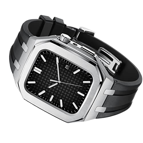 JZWCHQ Modifikationskit für Fall 8 7 6 Se 5 4 Edelstahl -Gummi -Band & Gehäuse -Set 45 mm 44 mm 42 mm Mod Kit für iWatch -Gurt JZWCHQ Modifikationskit für Fall 8 7 6 Se 5 4 Edelstahl -Gummi -Band & Gehäuse -Set 45 mm 44 mm 42 mm Mod Kit für iWatch -Gurt von JZWCHQ