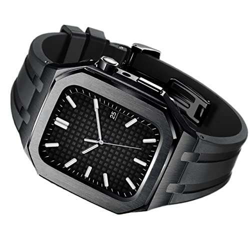 JZWCHQ Modifikationskit für Fall 8 7 6 Se 5 4 Edelstahl -Gummi -Band & Gehäuse -Set 45 mm 44 mm 42 mm Mod Kit für iWatch -Gurt von JZWCHQ