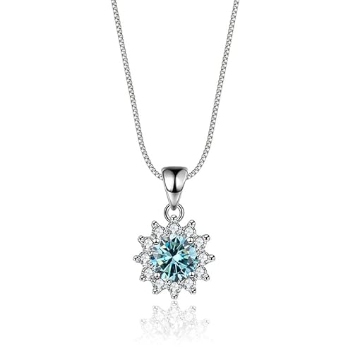 JZWCHQ Moissanit Halskette für Frauen und Farbe VVS1 Ausgezeichneter Runde Diamond Sonnenblumen Anhänger Halskette 925 Silberschmuck von JZWCHQ
