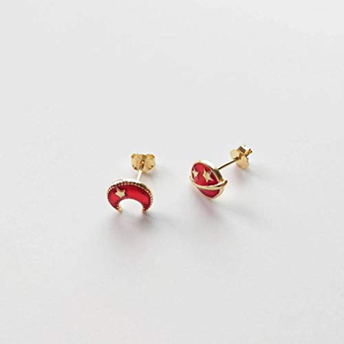 JZWCHQ Ohrringe für Frauen, Ohrringe, Design, roter Mond, Sterne, Schmuck, Modeschmuck, rot, von JZWCHQ