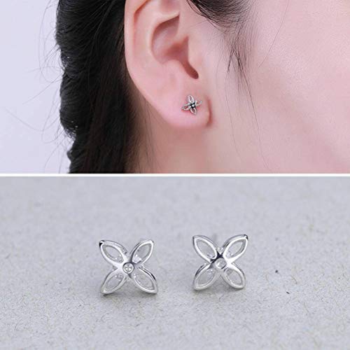 JZWCHQ Ohrringe für Frauen, S -Zirkonohrringe - vier Blütenblättermodschmuck, Farbfoto, von JZWCHQ
