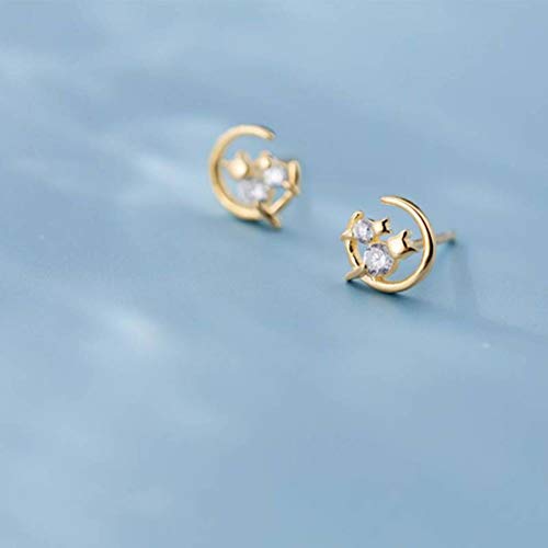 JZWCHQ Ohrringe für Frauen, S925 Ohrringe weiblicher koreanischer Stil Literarischer Stil Netter Moon Kitty Diamantor von JZWCHQ