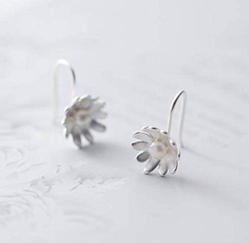 JZWCHQ Ohrringe für Frauen, S925 Sen Literary Style Daisy Blumenohr Haken zarte Dame kleine Perlenohrring Frau von JZWCHQ