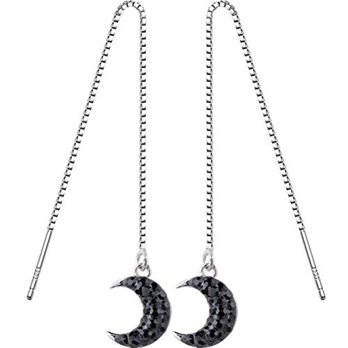 JZWCHQ Ohrringe für Frauen, S925 weibliche weiße Pilzlinie Koreanisches Temperament Einfache schwarze Diamond Moon Ohrlinie Mode weibliche Ohrringear Linie von JZWCHQ