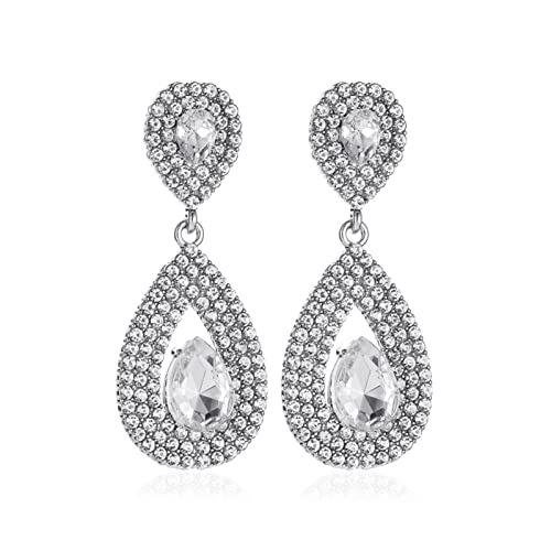 JZWCHQ Ohrringe für Frauen, hohle Blumenanhänger, weibliche baumelnde Ohrringe, glänzende Strass-Ohrringe für Frauen, High-End-Ohrringe, A, A von JZWCHQ