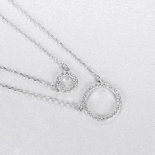 JZWCHQ Pendellennhaltekette für Frauen mit 925 Sterling Silber Regenbogen Farbe Doppelkreise Schmuck von JZWCHQ