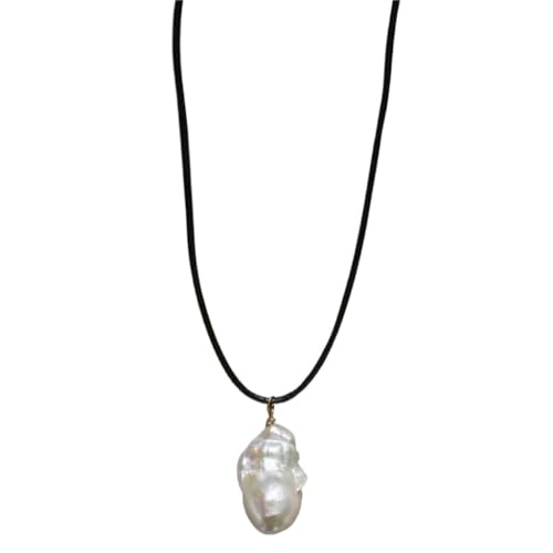 JZWCHQ Perlenkette ， Schmuck Perlenkette Dabalok Perlenanhänger, schwarze Seilkette, feminines Temperament einstellbare und vielseitige Perlenketten für Frauen von JZWCHQ