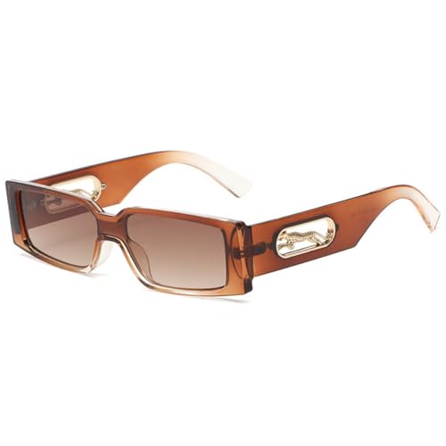 JZWCHQ Rechteckige Sonnenbrille für Damen, Punk, UV400, braun, Einheitsgröße JZWCHQ Rechteckige Sonnenbrille für Damen, Punk, UV400, braun, Einheitsgröße von JZWCHQ