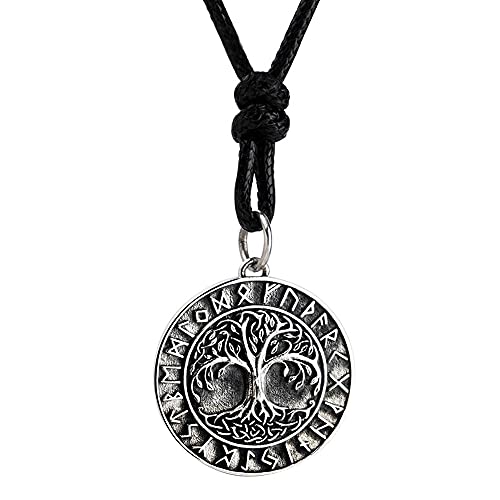 JZWCHQ Retro 925 Sterling Silber Yggdrasil Word Tree of Life Anhänger Halskette mit Wikinger Runen für Männer Frauen 60 cm Kette JZWCHQ Retro 925 Sterling Silber Yggdrasil Word Tree of Life Anhänger Halskette mit Wikinger Runen für Männer Frauen 60 cm Kette von JZWCHQ