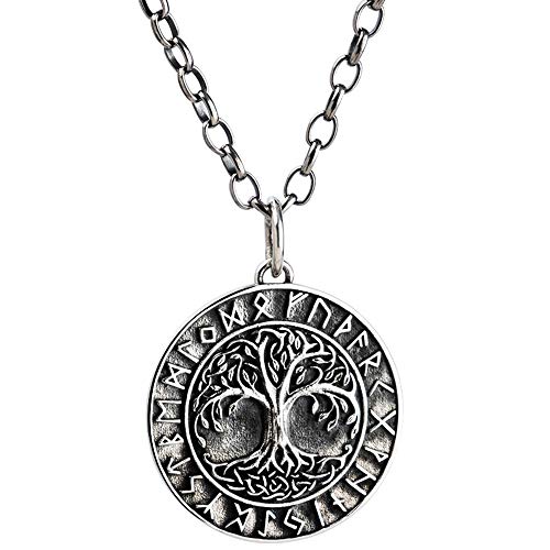 JZWCHQ Retro 925 Sterling Silber Yggdrasil Word Tree of Life Anhänger Halskette mit Wikinger Runen für Männer Frauen 60 cm Kette JZWCHQ Retro 925 Sterling Silber Yggdrasil Word Tree of Life Anhänger Halskette mit Wikinger Runen für Männer Frauen 60 cm Kette von JZWCHQ