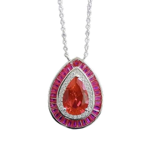 JZWCHQ Ruby Diamond Anhänger 100% Real 925 Silber Hochzeitsanhänger Halskette für Frauen Brautschmuck von JZWCHQ
