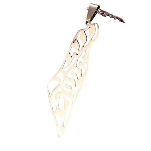 JZWCHQ Schmuck Neue 2025 Ankunft Israel Palästina Karten Anhänger Halsketten Frauen Geschenke Israel arabisch Hebräisch mit für Sie Accessoires Trendy Creative Geschenkgeschenk von JZWCHQ