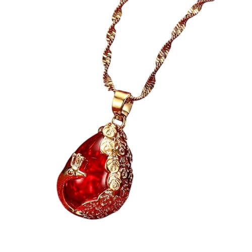 JZWCHQ Schmuck Neue 2025 Ankunft Pfauen grüne weiße rote Stein Halskette Frauen ihre chinesischen kulturellen Hochzeitszubehör mit für Sie Accessoires Trendy Creative Geschenkgeschenk von JZWCHQ