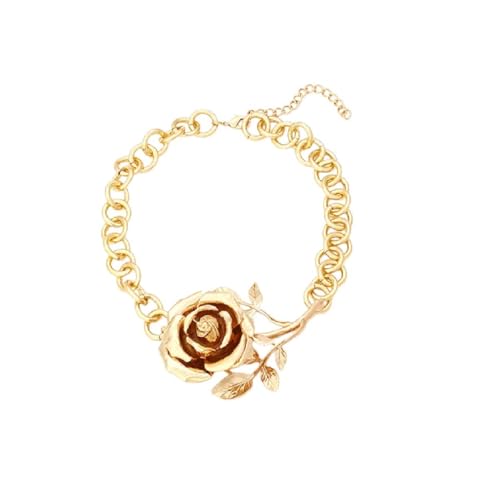 JZWCHQ Schmuck Neue 2025 Ankunft Zaa einzigartiges Design Vintage Metal Rose Blumenheize Halsketten für Frauen Mode Schmuck Halskette Geschenke für Sie Accessoires Trendy Creative Geschenkgeschenk von JZWCHQ