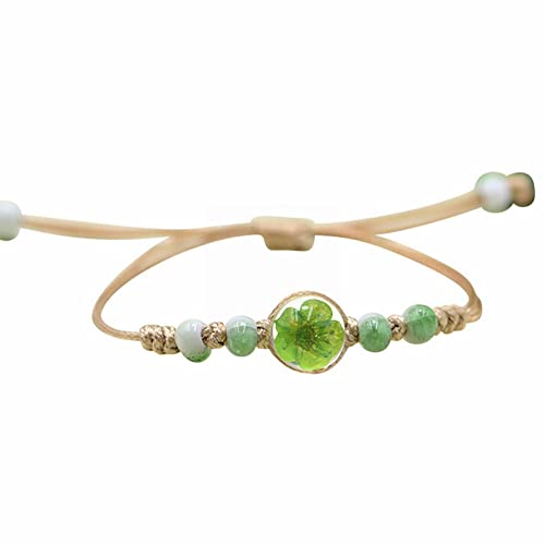 JZWCHQ Schmuck Populäre handgefertigte verstellbare geflochtene Spitzenglas Perlen -Blütenarmband für Frauen Seile Reifen Ohrringe von JZWCHQ