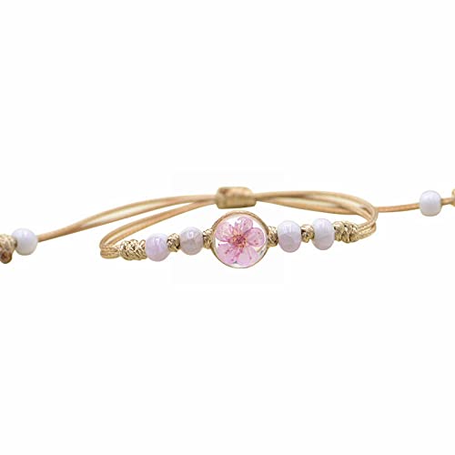 JZWCHQ Schmuck Populäre handgefertigte verstellbare geflochtene Spitzenglas Perlen -Blütenarmband für Frauen Seile Reifen Ohrringe von JZWCHQ