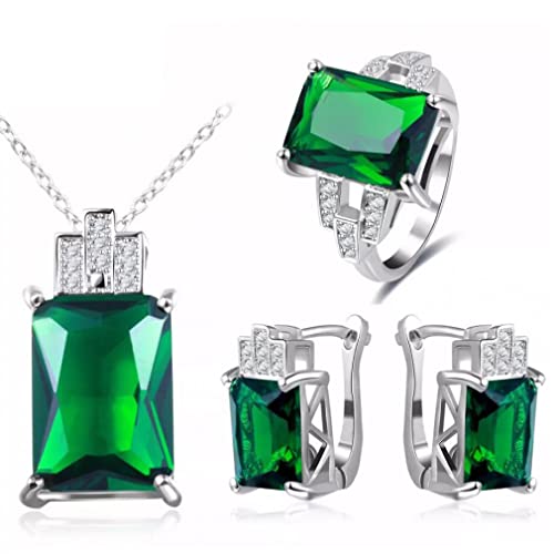 JZWCHQ Schmuck Set für Frauen Schmuck Grüne Stein Hochzeit Sets Ohrring Halskette Ring in China hergestellt von JZWCHQ