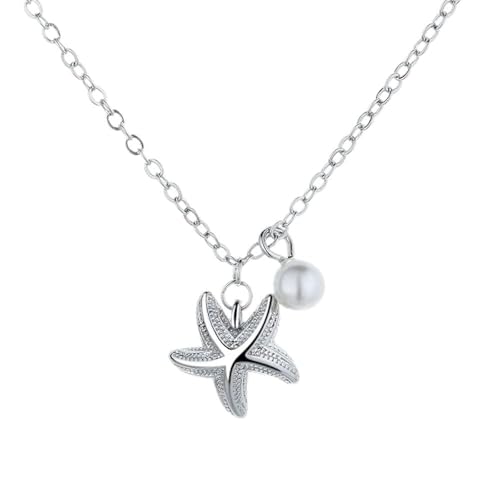 JZWCHQ Seestarfish Round Pearl Charme Anhänger Halskette für Mädchen Frauen Hochzeit Schmuck Schmuck von JZWCHQ