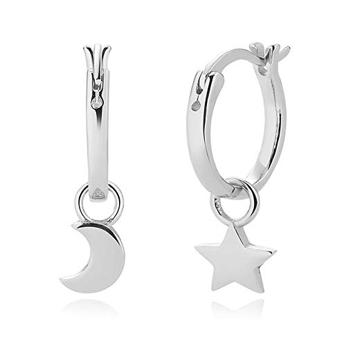 JZWCHQ Small Moon Star Hoop Ohrringe unregelmäßige Ohrringe für Frauen Schmuck von JZWCHQ