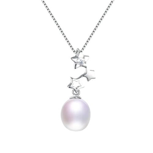 JZWCHQ Star Zirkon Anhänger feiner Schmuck für Frauen 100% echtes natürliches Süßwasser Oval Perlenkette in China hergestellt von JZWCHQ