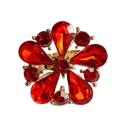 JZWCHQ Strassblume Statement Ring für Frauen Mädchen Gold plattiert zartes Kristall Hochzeitsversprechen verstellbar Open Wrap Finger Ringe Komfort Fit Boho Geburtstag Jubiläum Cocktail Party Schmuck von JZWCHQ