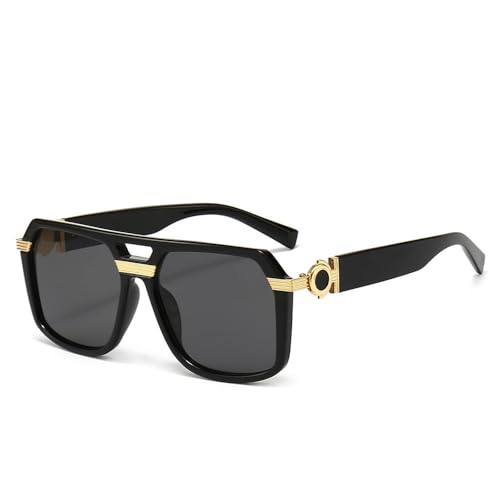 JZWCHQ Übergroße, quadratische Sonnenbrille für Damen, Herren, Brillen, Damen, großer Rahmen, UV400, Schwarz , Einheitsgröße von JZWCHQ