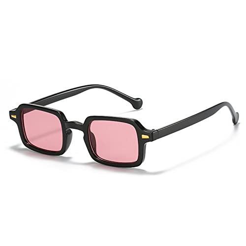 JZWCHQ UV400 Sonnenbrille für Herren und Damen, Leopardenmuster, Blau, Retro-Nieten, Dekoration, Farbverlauf, modisch, quadratisch, schwarz/pink, Einheitsgröße von JZWCHQ