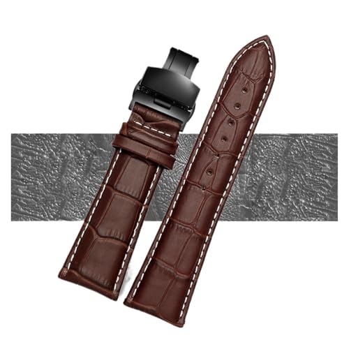 JZWCHQ Uhrengurt 23 mm 24 mm 26 mm 28 mm große Breite schwarze braune Herren Alligator Leder Watch Bandarmbänder (schwarzes Silber A, 24 mm) von JZWCHQ