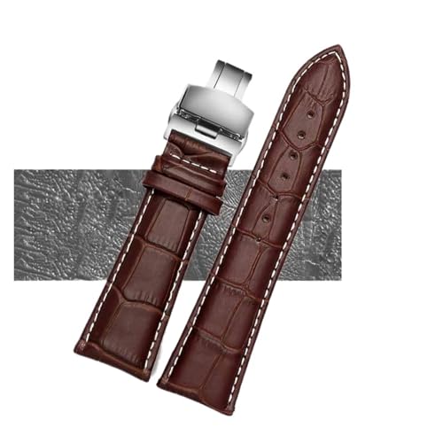 JZWCHQ Uhrengurt 23 mm 24 mm 26 mm 28 mm große Breite schwarze braune Herren Alligator Leder Watch Bandarmbänder (schwarzes Silber A, 24 mm) von JZWCHQ