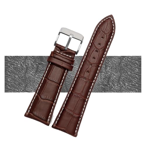 JZWCHQ Uhrengurt 23 mm 24 mm 26 mm 28 mm große Breite schwarze braune Herren Alligator Leder Watch Bandarmbänder (schwarzes Silber A, 24 mm) von JZWCHQ