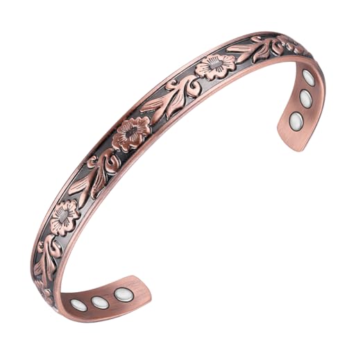 JZWCHQ Vicmag Kupferarmband für Frauen Männer Magnetisches Armband Ultra -Stärke Magnete 99,9% Einheitliche kupferverstellbare Größe mit Geschenkbox (Traubentrikolor) von JZWCHQ