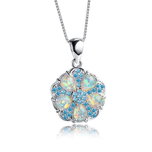 JZWCHQ Weiß/grün/orange Feuer Opal Blütenheize Halsketten für Frauen Hochzeit Schmuck 925 Silberkette Zirkon Halskette von JZWCHQ