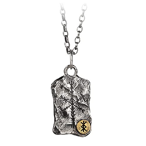 JZWCHQ Zwei -Ton -925 Sterling Silber Bind Runen Halskette Hämmerte Anhänger mit Viking Compass Vegvissir für Männer Frauen 60 cm Kette JZWCHQ Zwei -Ton -925 Sterling Silber Bind Runen Halskette Hämmerte Anhänger mit Viking Compass Vegvissir für Männer Frauen 60 cm Kette von JZWCHQ