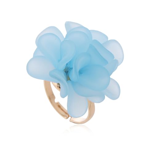 Niedliche Kamellien Blumen Statement Ring für Frauen Mädchen Gold plattiert zierlich Blütenblatt Blumen Hochzeit Versprechen erweiterbar einstellbare offene Wrap -Finger -Ringe Komfort Fit Retro von JZWCHQ