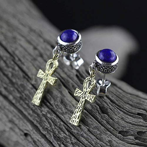 Ohrringe für Frauen, Ohrring -Ohrring S925 weibliche Modepersönlichkeit rund Ohrringeslapis Lazuli, 925 von JZWCHQ