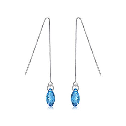 Ohrringe für Frauen, S925 Einfache Ohrleitungs -Drop -geformte Ohrringe, blau, von JZWCHQ