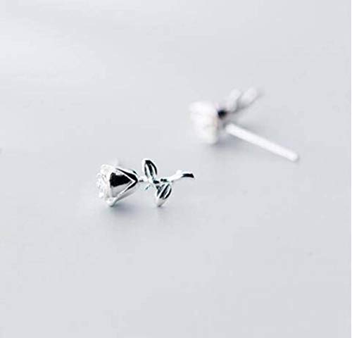 Ohrringe für Frauen, S925 Ohrringe weibliche koreanische Kunst Rosenohrringe Süßes Temperament schöne Blumen von JZWCHQ