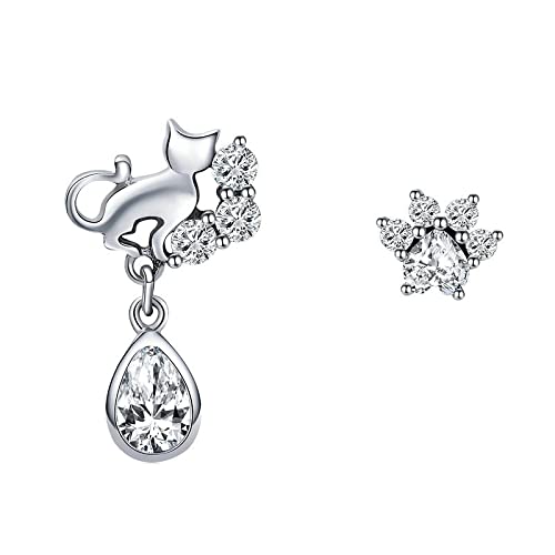 Ohrringe für Mädchen schillernde Katzenstudelohrringe für Frauenstudelohrringe mit Sterling Fashion Jewelry UI von JZWCHQ